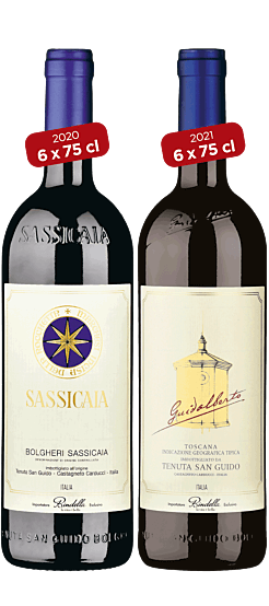 Pacchetto speciale «San Guido» – (6 x 75 cl Sassicaia 2020 / 6 x 75 cl Guidalberto 2021)