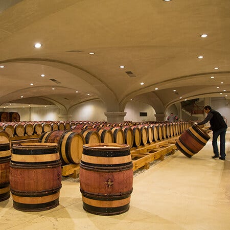 Grosser Barriquekeller auf dem Weingut Vidal-Fleury